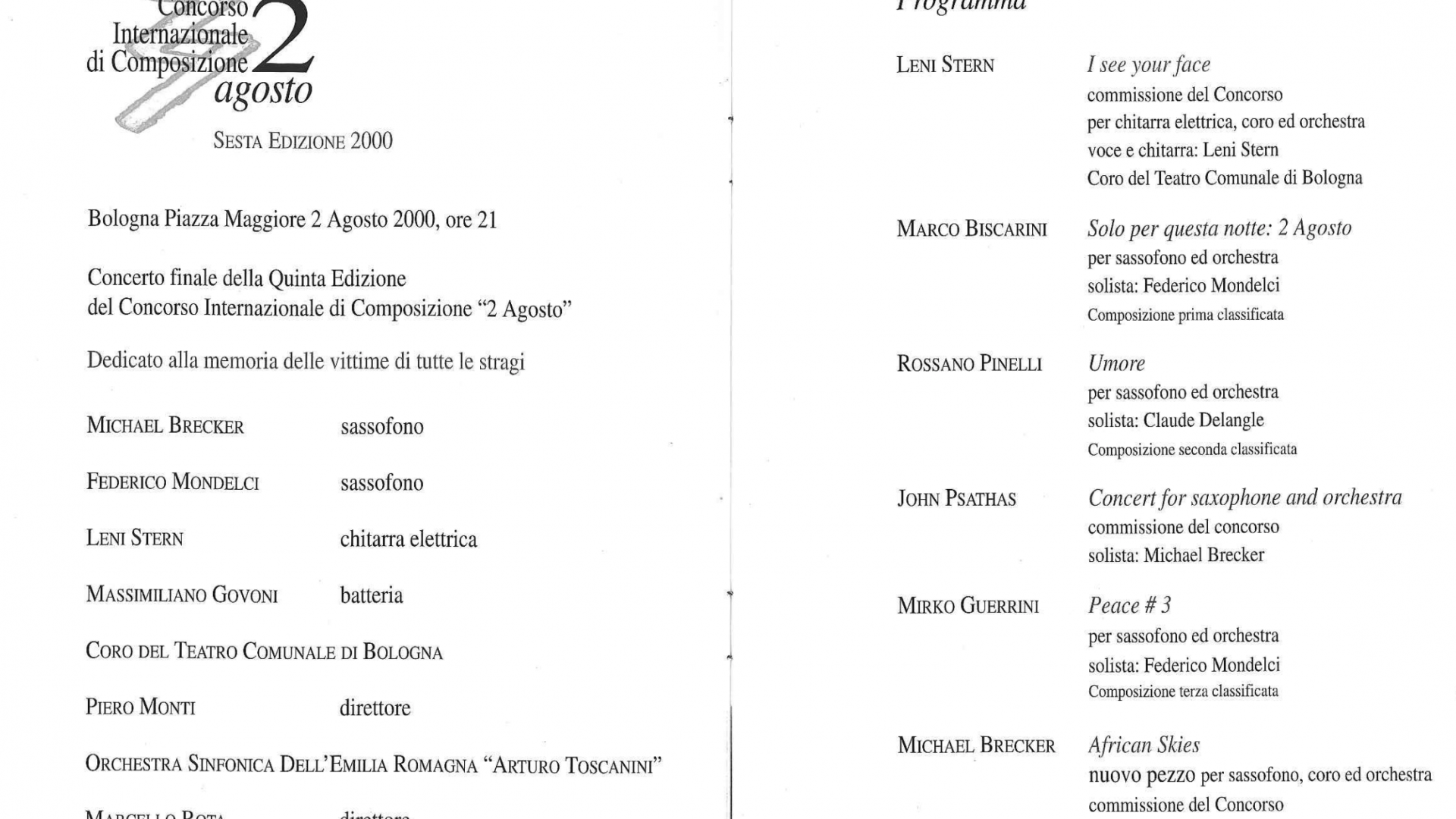 2000 Show Program