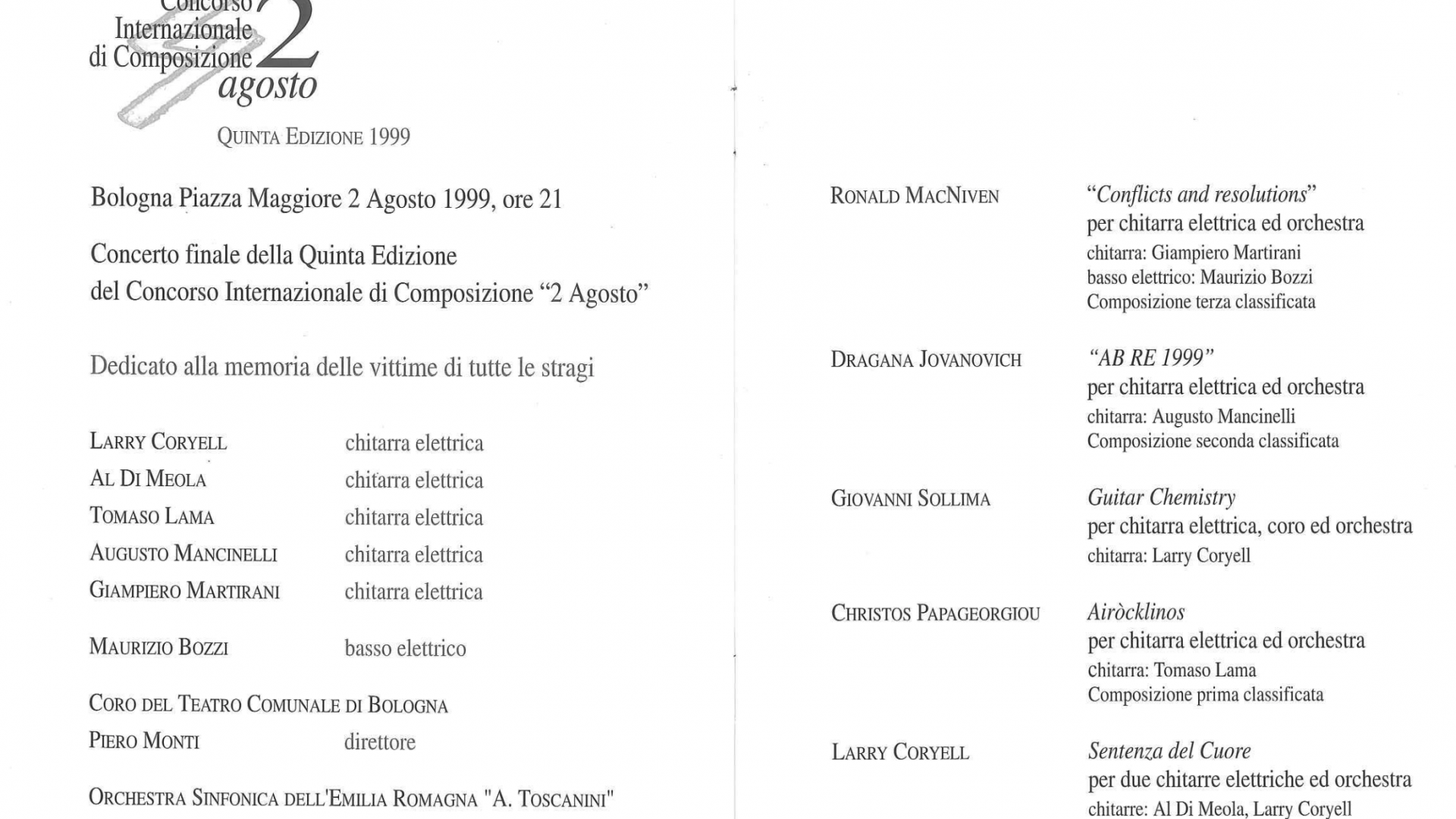 1999 Show Program